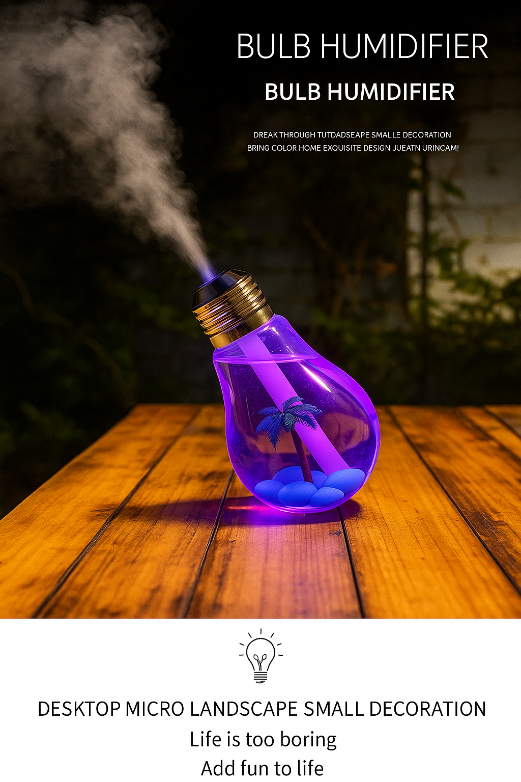 BulbMist™ – Humidificateur LED en Forme d’Ampoule