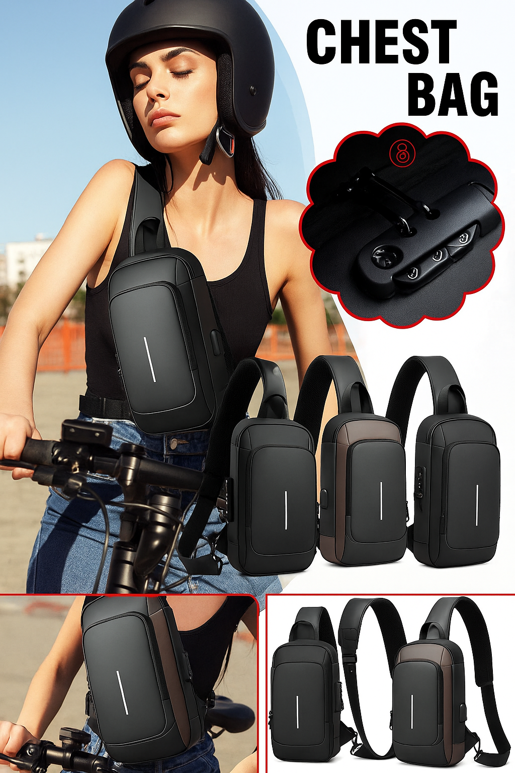 Sac Bandoulière Antivol Multifonction – USB & Sécurité à Code